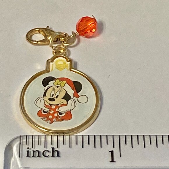 Vintage Disney Christmas Minnie Mouse Clip On Charm Bow Zipper Pull Santa Hat - Picture 7 of 8